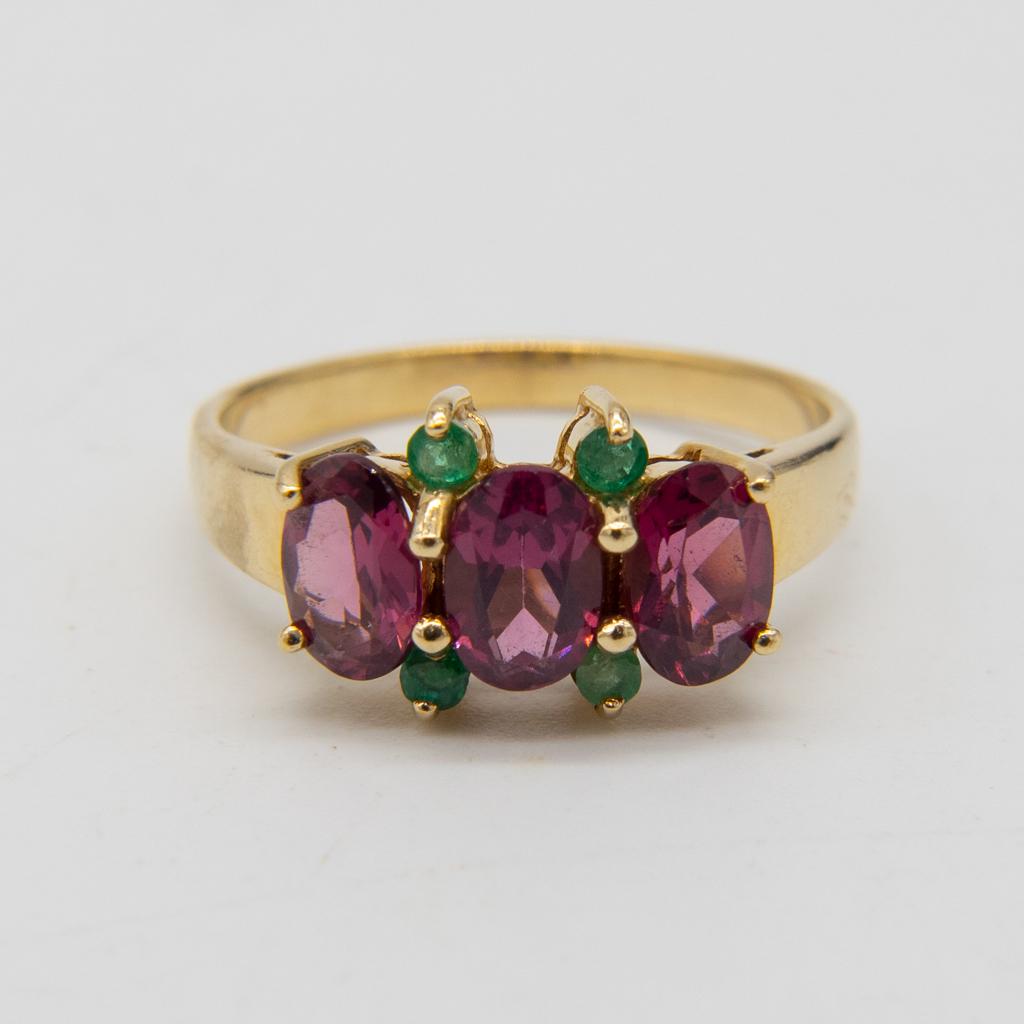 Vintage 14K Gold Pink Tourmaline Emerald Ladies Ring (1 of 6)