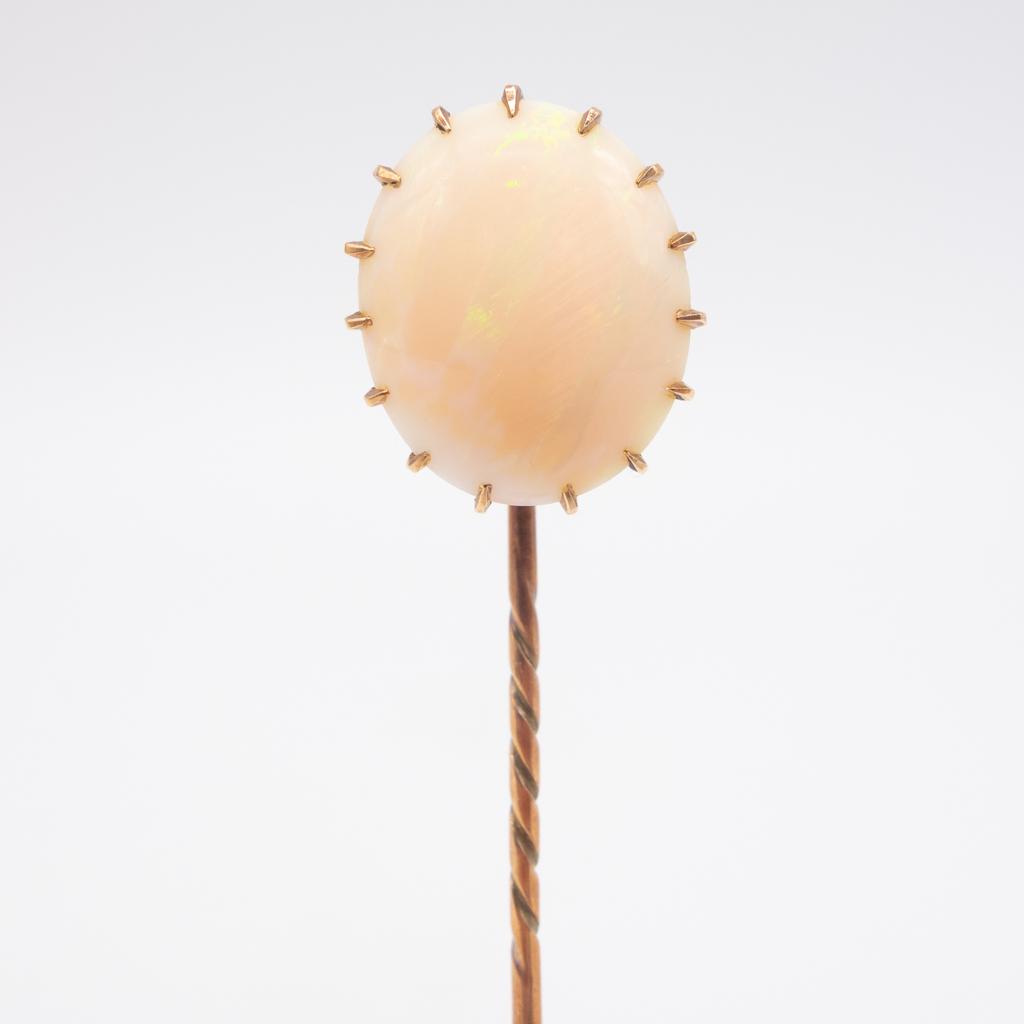Solid Rose Gold Australian Fire Opal Cabochon Stickpin (1 of 3)
