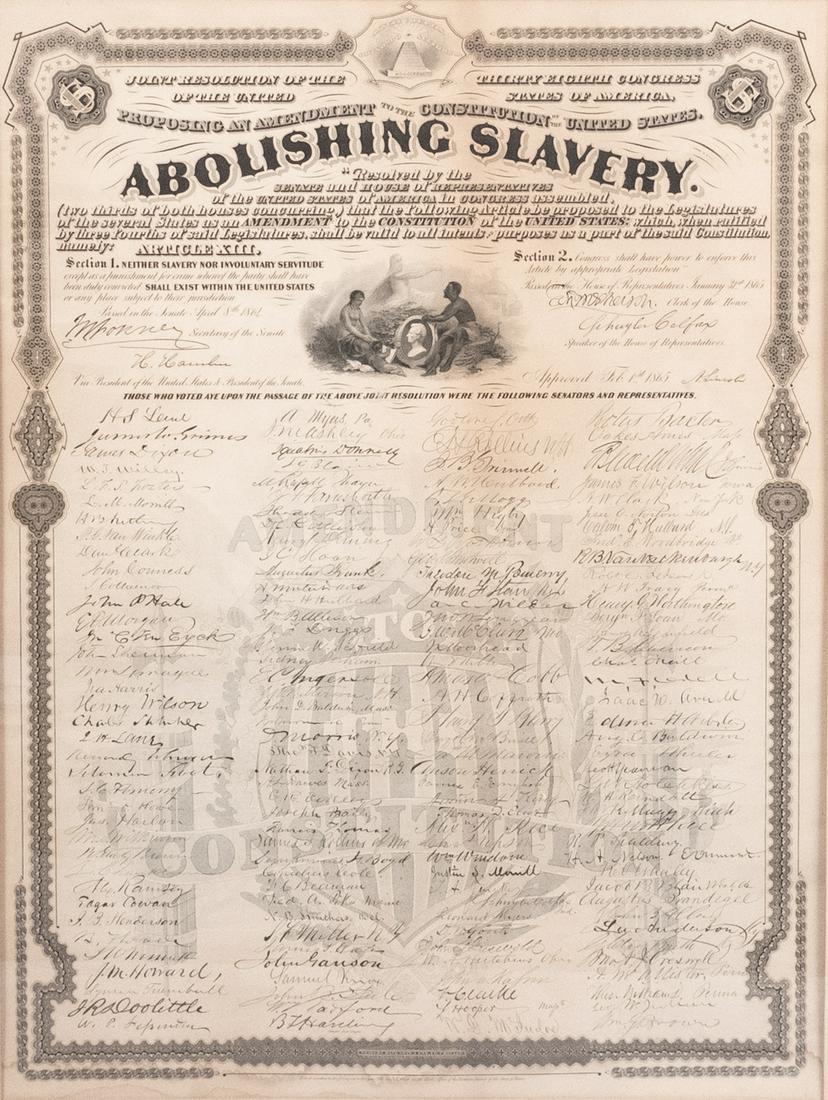 Broadside Engraving 13th Amendment Abolishing Slavery (1 of 6)