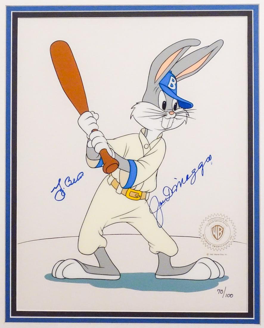 Signed Joe DiMaggio Warner Bros Bugs Bunny Sericel (1 of 6)