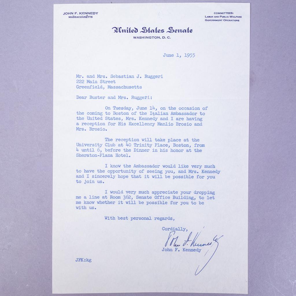 1955 TLS Typed Letter Signed by John F Kennedy (1 of 3)