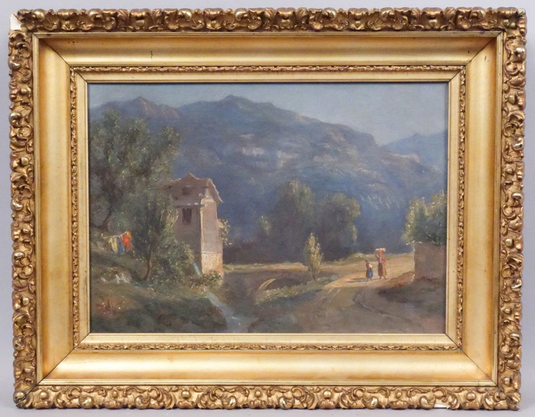Antique European School Landscape Oil Painting Framed (1 of 3)