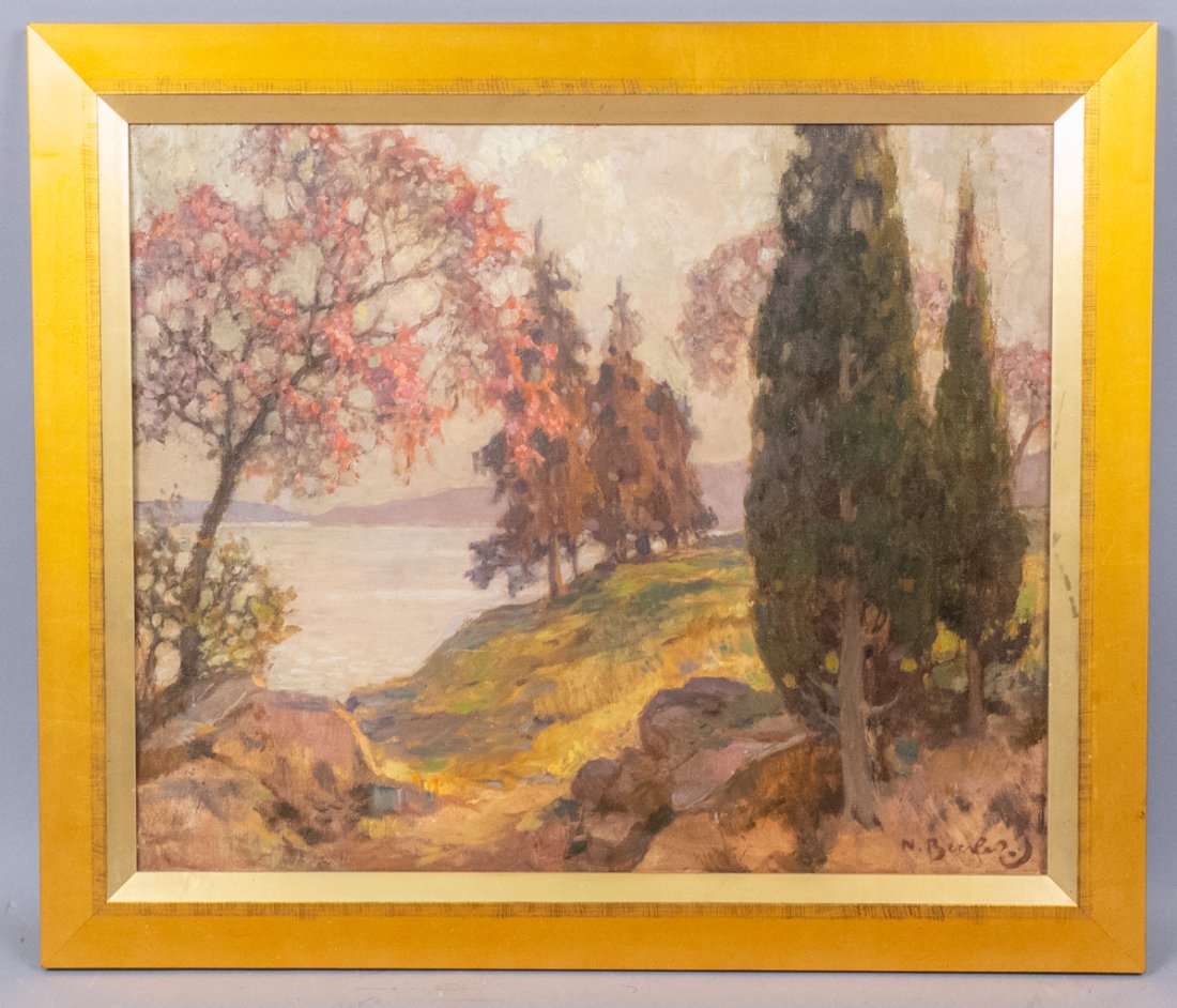 Nikolai Becker Blossoming Trees Landscape Oil Painting (1 of 4)