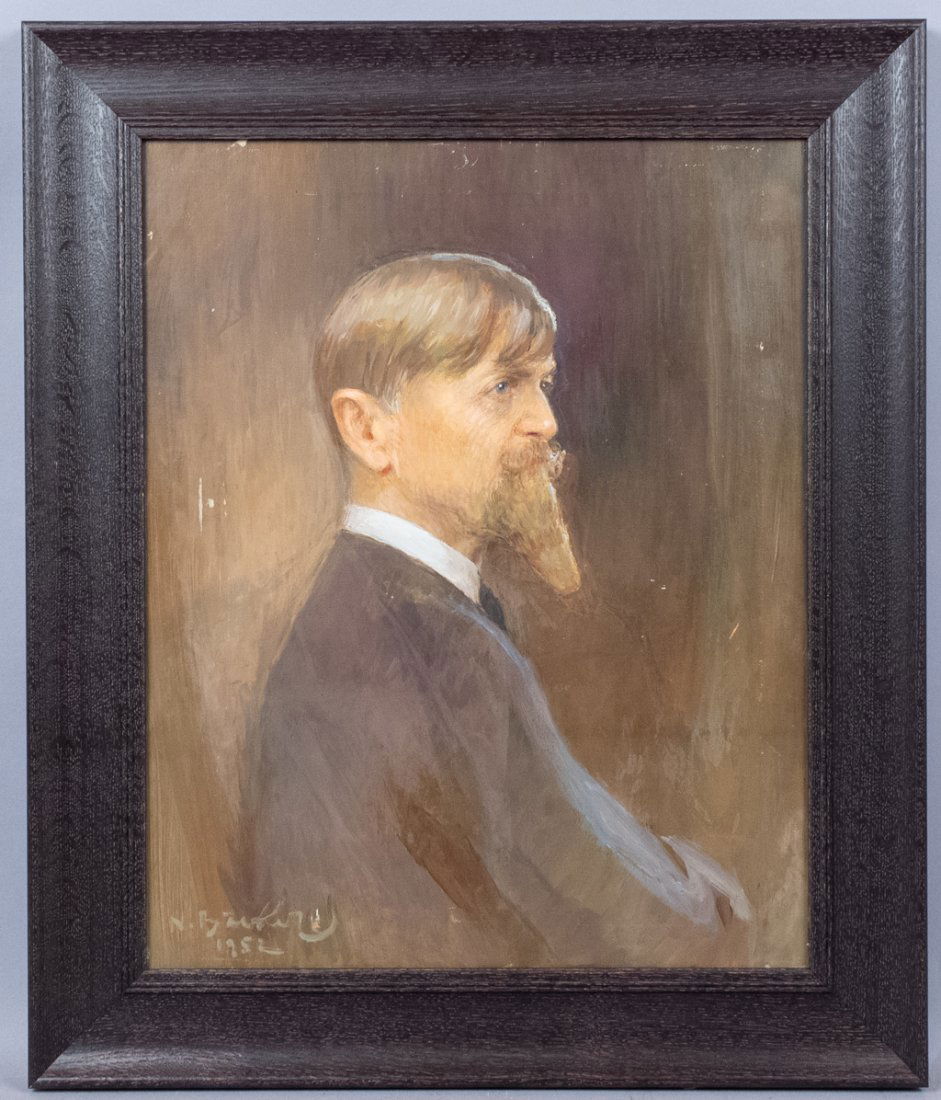 Nikolai Becker Original Self Portrait Oil Painting 1952 (1 of 4)