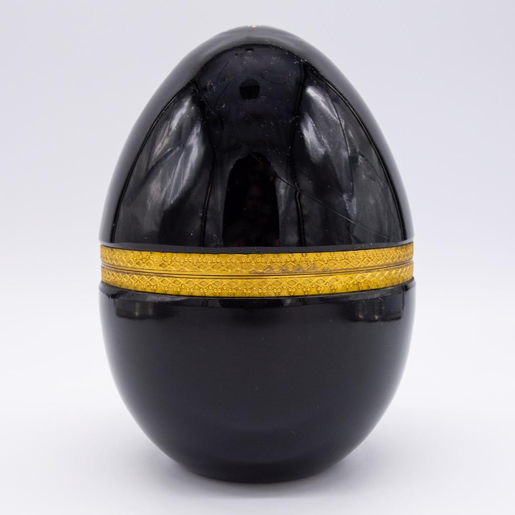 Black Art Glass Bronze Dore Mounted Egg Casket Box (1 of 5)