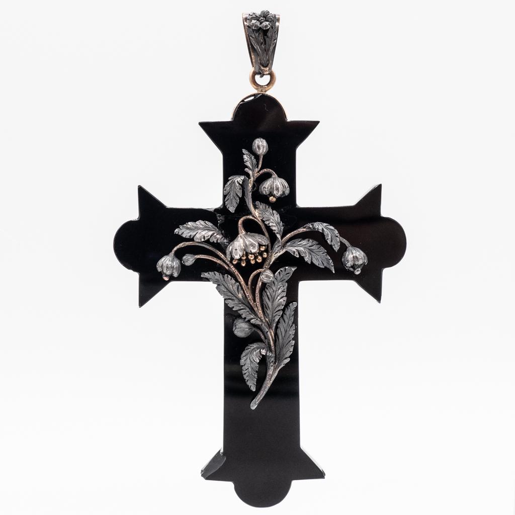 Antique Victorian Carved  Onyx Silver Gold  Morning Cross (1 of 3)