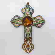 Antique 19c Gold GF Micromosaic Cross Pendant (1 of 2)