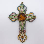 Antique 19c Gold GF Micromosaic Cross Pendant (1 of 2)