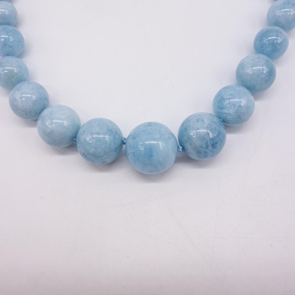 Aquamarine Crystal Graduated Bead 14K Gold Necklace (1 of 6)
