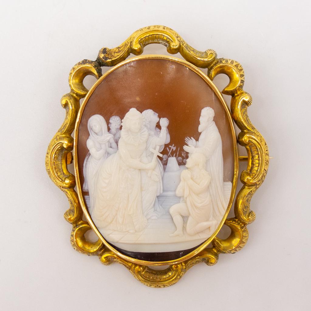 Antique 14K Cameo Columbus Knighted by Queen Isabella (1 of 3)