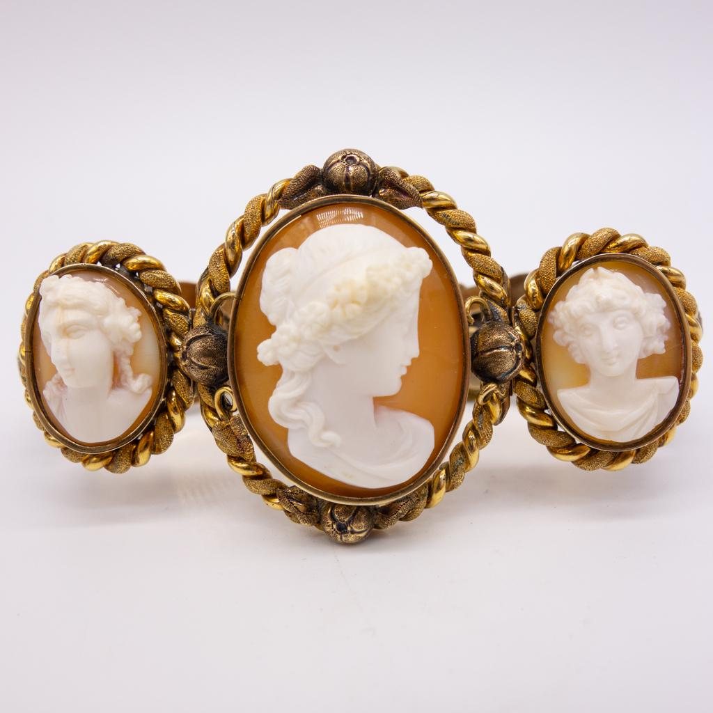 Antique 14K Gold Victorian 19c Ornate Cameo Bracelet (1 of 3)