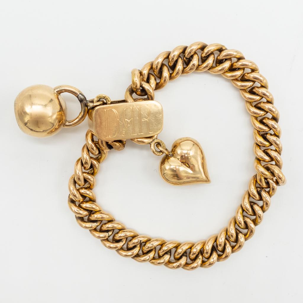 Antique Russian 14K Gold Sweetheart Charm Bracelet (1 of 3)