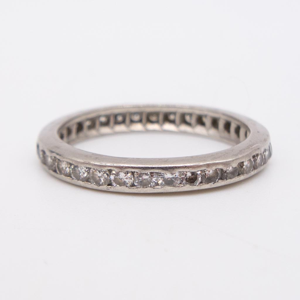 Antique Art Deco Platinum Diamond Band Ring Size 6.25 (1 of 2)