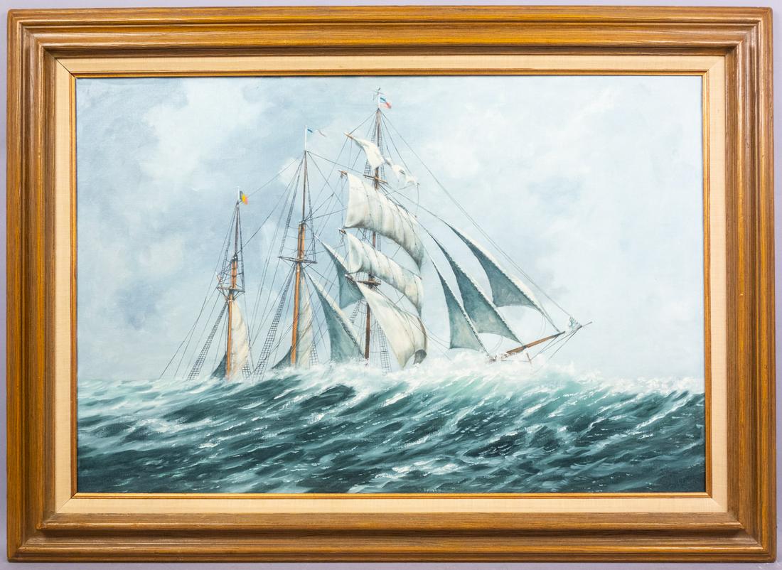 Henry Luhrs Belgian Ship Mercator Nautical Painting (1 of 5)