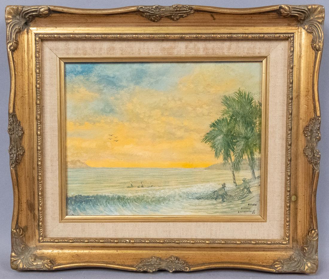 Oil Painting Signed Jackson Kitson Sunset Beach Scene (1 of 4)
