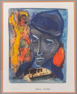 Framed Henry Miller Vous Cher Ami Print 175/200: This is a framed limited edition Henry Miller print titled Vous Cher Ami . Numbered 175/200. The frame is 26 1/2 x 22 3/8" and the mat sight is 16 3/8 x 12 7/8"