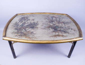 LaVerne Etched Bronze Pewter Coffee Table "Le Fleur"