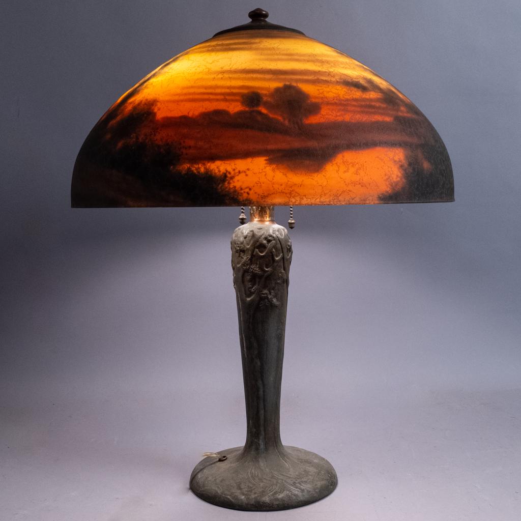 Signed Handel Reverse Painted Landscape Table Lamp (1 of 13)