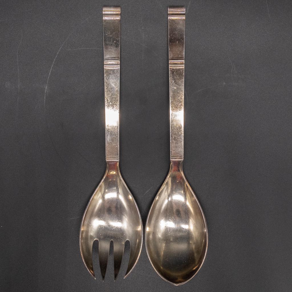 Denmark H Nils MCM Sterling Silver Salad Serving Set (1 of 5)
