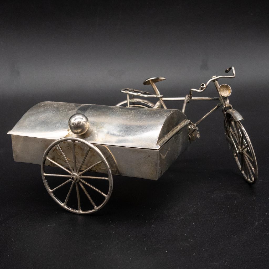 Mexican Sterling Silver Moving Bicycle Cigarette Box (1 of 5)