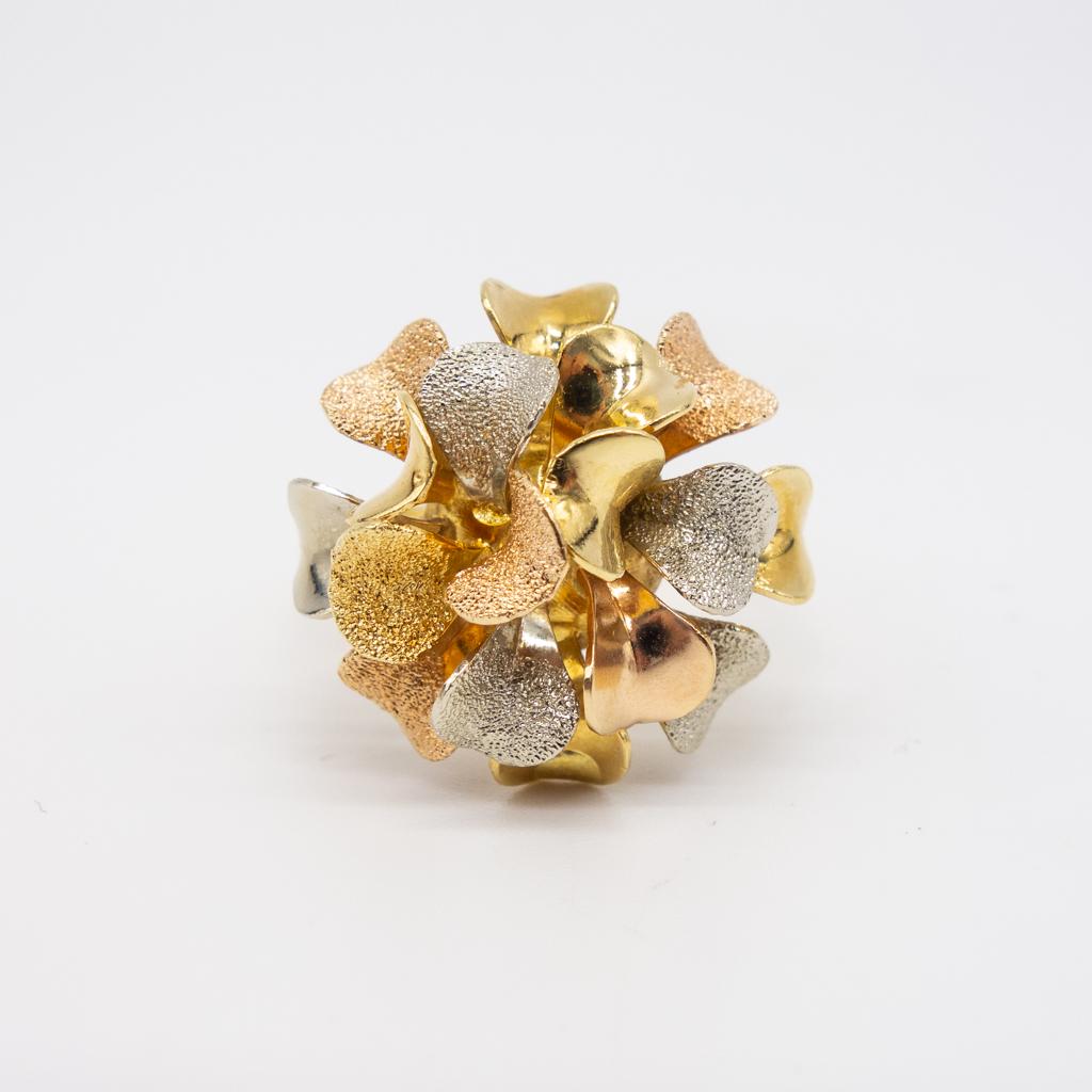 MCM Italian Multi-Petal 18K Tricolor Gold Ladies Ring (1 of 5)