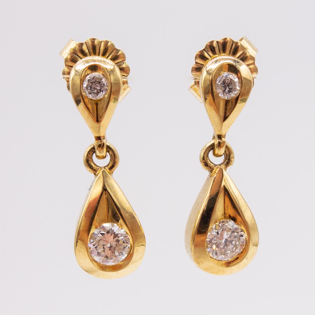 Vintage 14K Yellow Gold 1/3tcw Diamond Dangle Earrings (1 of 5)