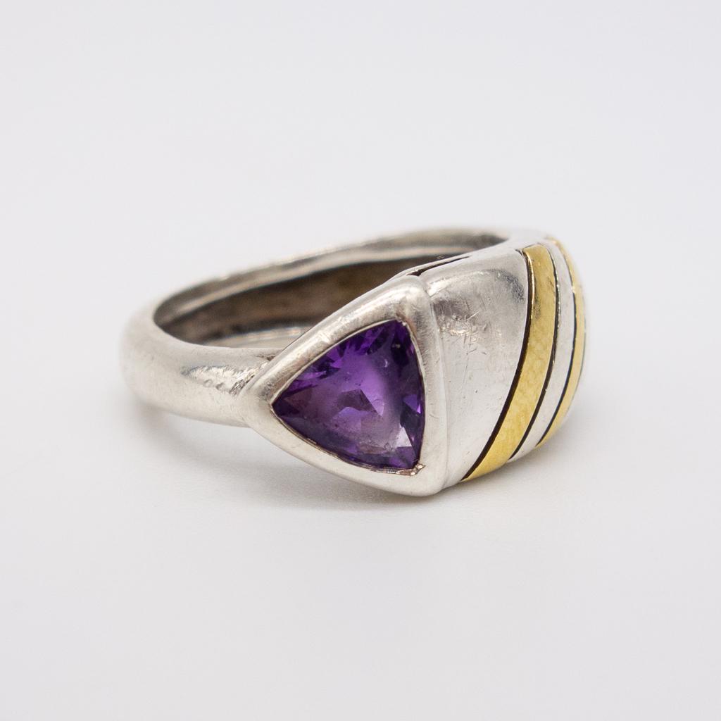 Vintage Cartier Sterling Silver 18K Gold Amethyst Ring (1 of 5)