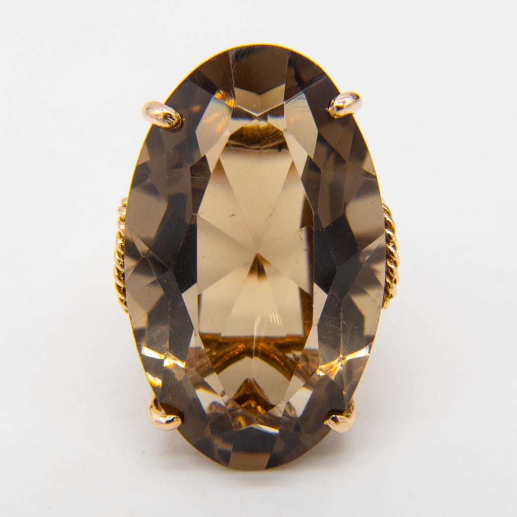 Mid Century 14K Gold Smoky Quartz Citrine Ladies Ring (1 of 5)