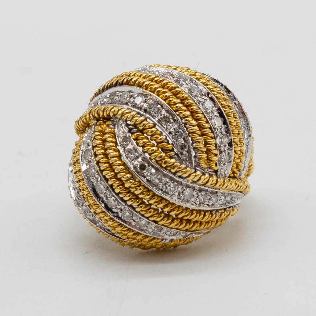 Vintage Mid Century 18K Gold Italian Diamond Dome Ring (1 of 5)