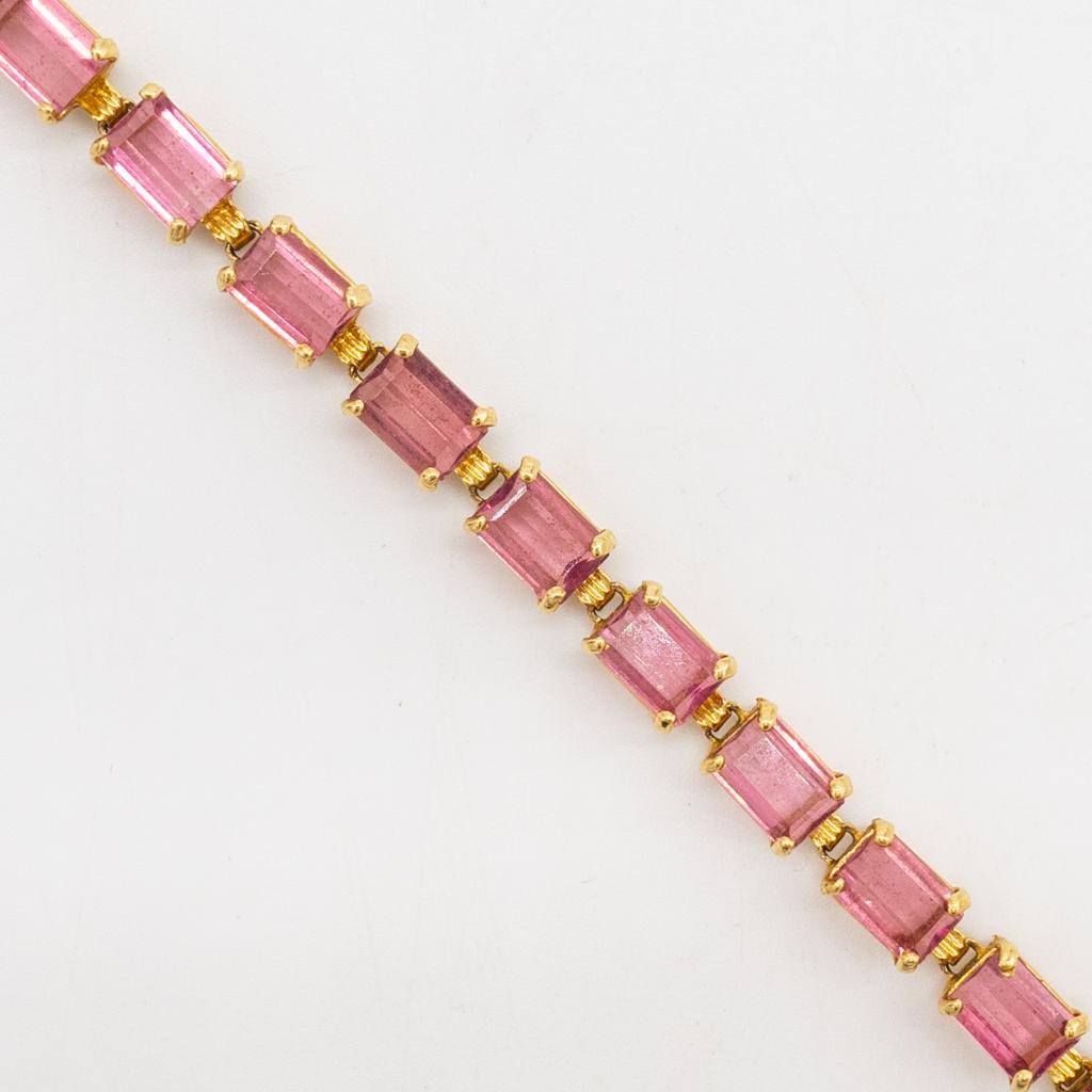 Vintage 14K Natural Pink Tourmaline Tennis Bracelet (1 of 4)