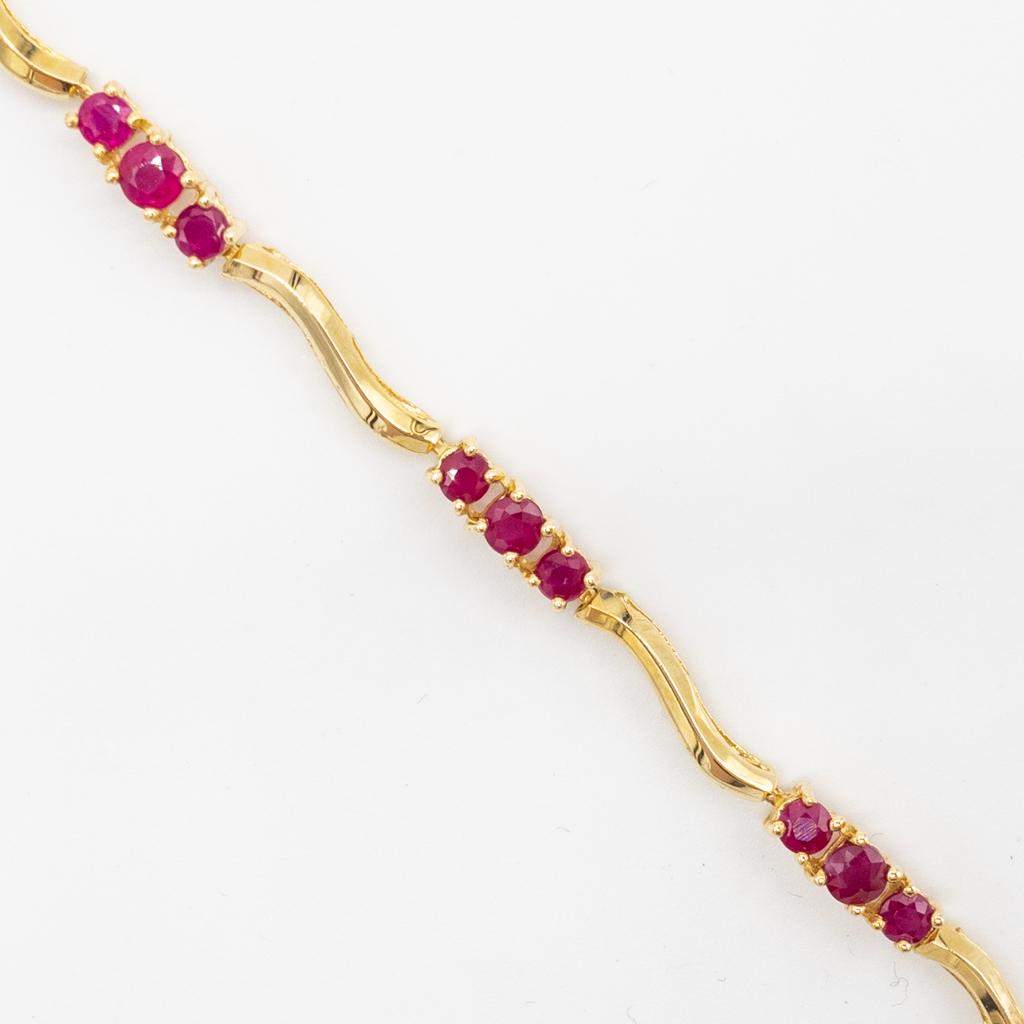 Contemporary 14K Gold Natural Ruby Tennis Bracelet (1 of 3)