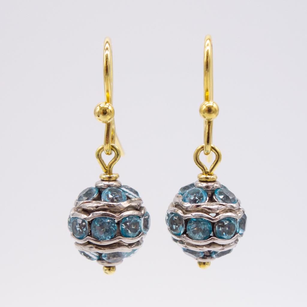 David Yurman 18K Gold 925 Topaz Ball Dangle Earrings (1 of 3)