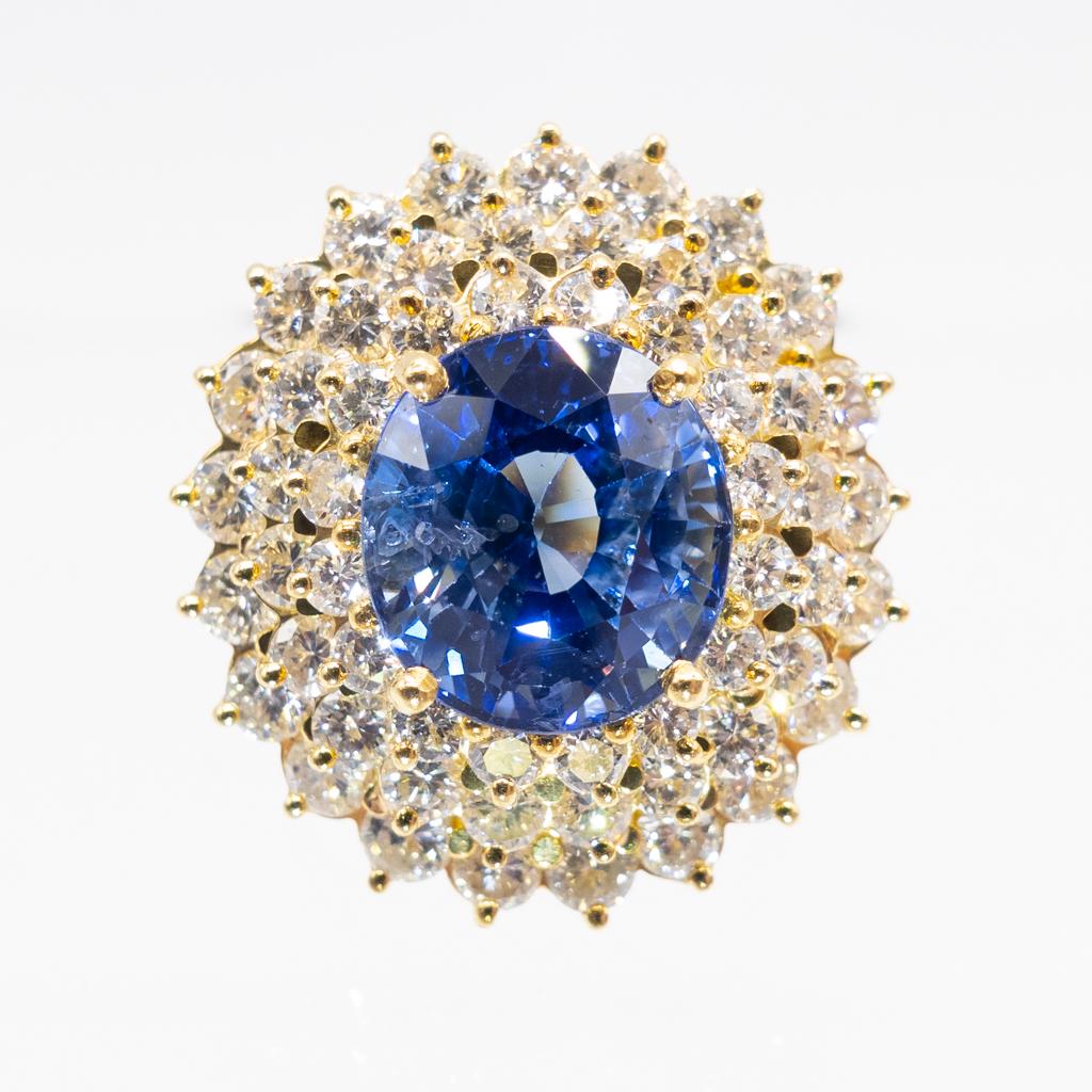 18K Gold Diamond   9ct Sapphire Ring w GIA Certificate (1 of 7)