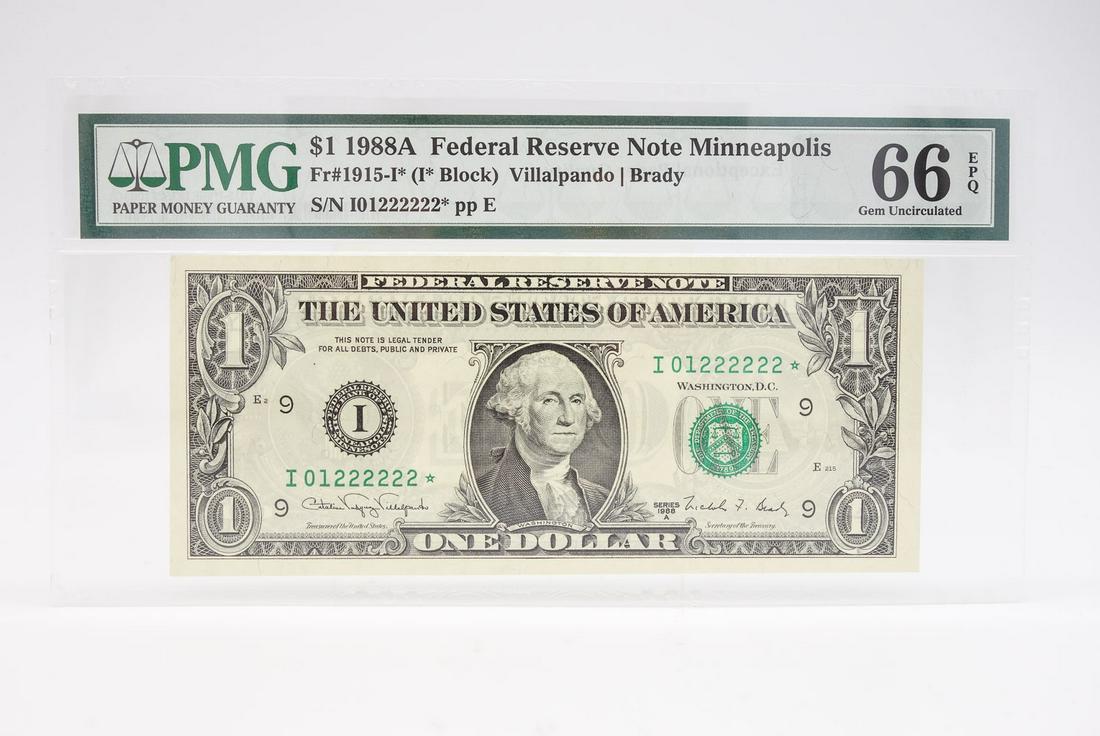 PMG 1988A $1 Federal Reserve Note FR1915-I* 66 EPQ (1 of 2)