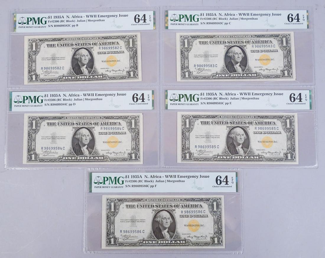 Group 5 PMG 1935A WWII N Africa FR2306 $1 64 EPQ (1 of 12)