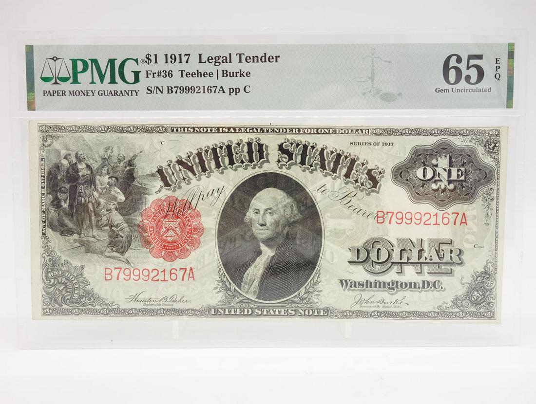 PMG 1917 $1 Legal Tender FR36 65 EPQ Gem Uncirculated (1 of 2)
