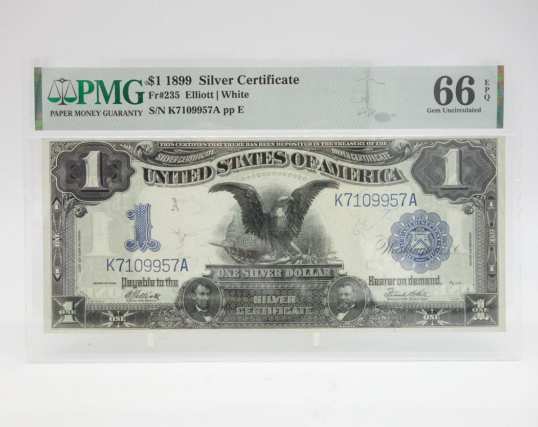 PMG 1899 $1 Silver Certificate FR 235 66 EPQ Gem Unc (1 of 2)