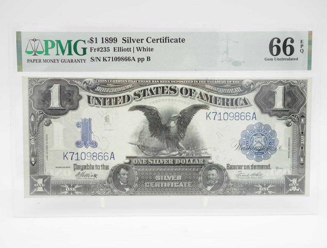 PMG 1899 $1 Silver Certificate FR 235 66 EPQ Gem Unc (1 of 2)