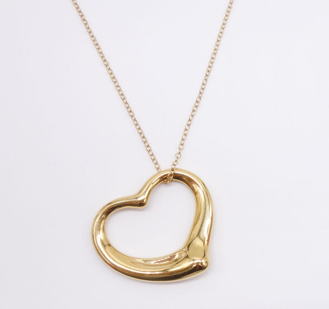 Vintage Tiffany Elsa Peretti Open Heart 18K Gold Pendant Necklace 15.2g (1 of 8)