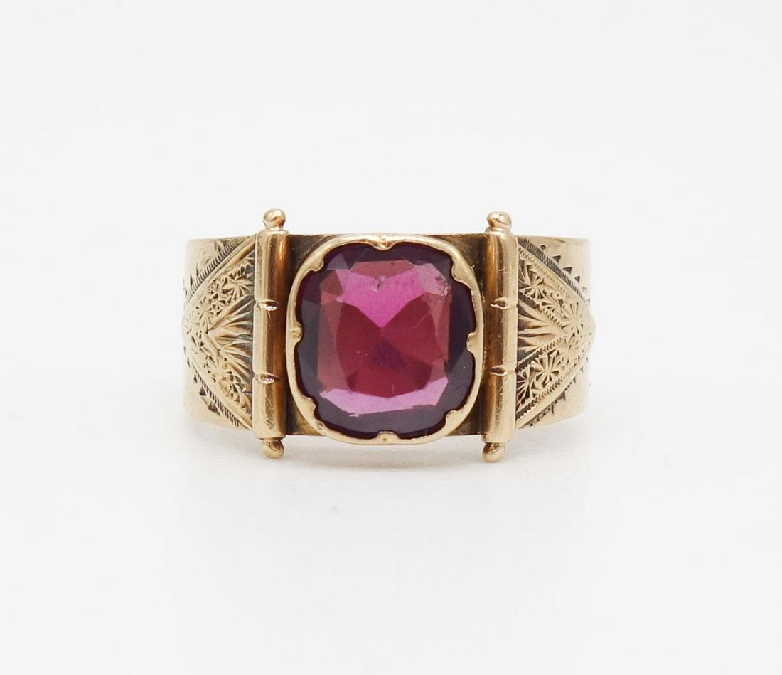 Antique Victorian 14K Rose Gold Natural Ruby Ring Size 5.25 (1 of 6)