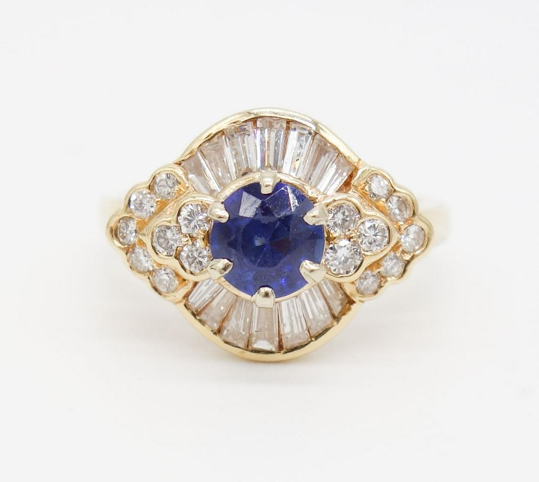 Vintage 14K Gold Diamond Sapphire Ladies Ring Size 7 (1 of 6)