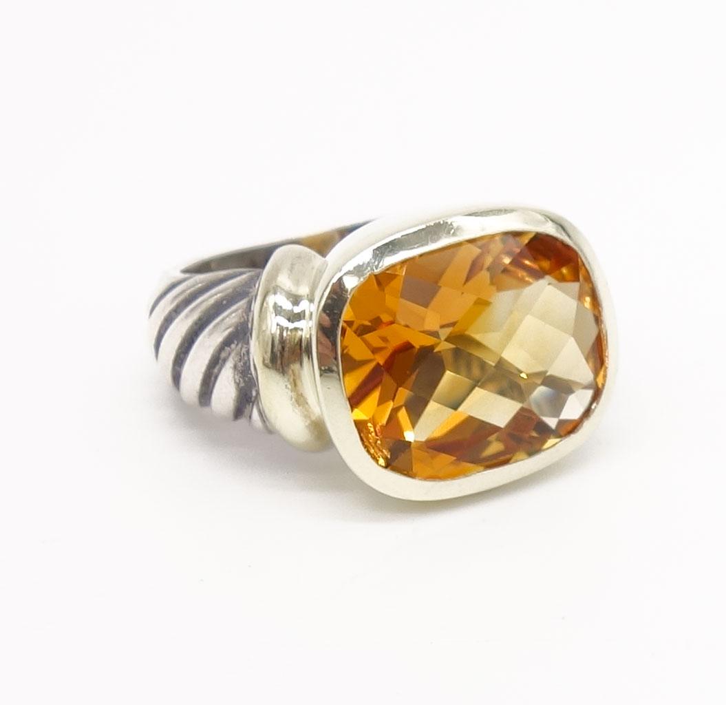 Vintage David Yurman Sterling Silver 14K Gold Citrine Cable Ring Size 5.25 (1 of 8)