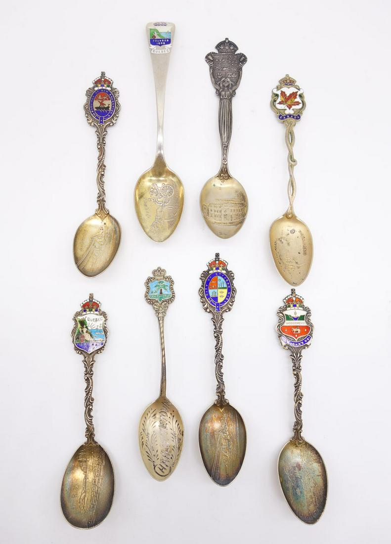 Antique Group 8 Sterling Silver Enamel Canada Souvenir Spoons (1 of 6)