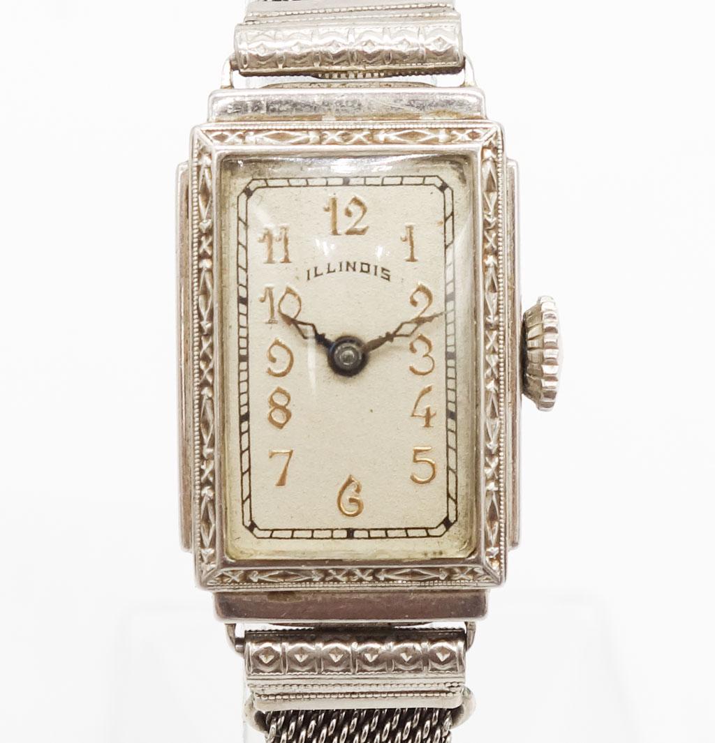 Antique 14K White Gold Art Deco Illinois Ladies Watch (1 of 7)