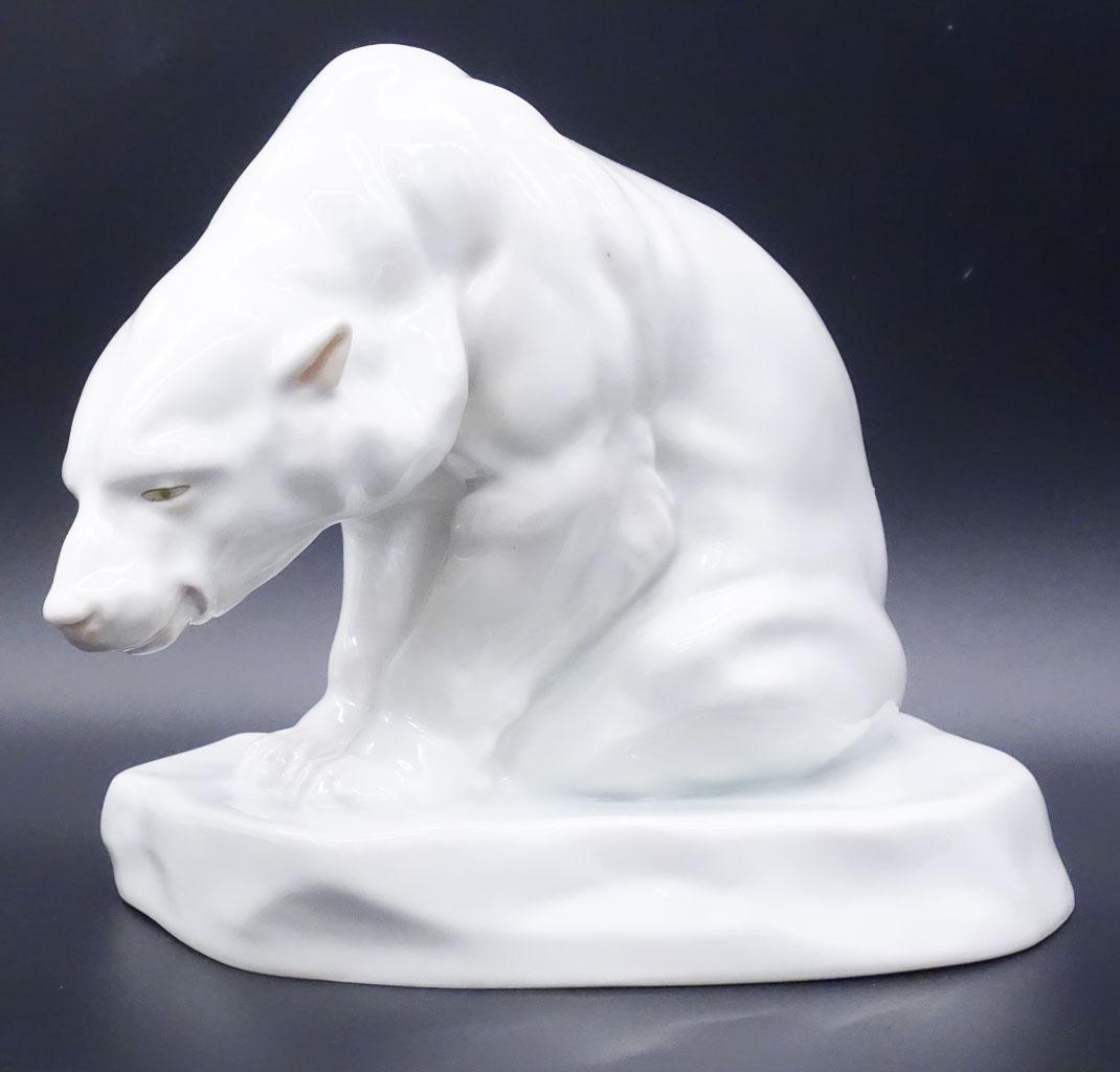 Antique Hungarian Herend Art Deco Porcelain Polar Bear Signed Bela Markup (1 of 7)