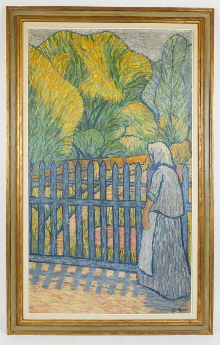 Signed Gotz B Erno Original Post-Impressionist Oil Painting of Woman in Landscape (1 of 6)