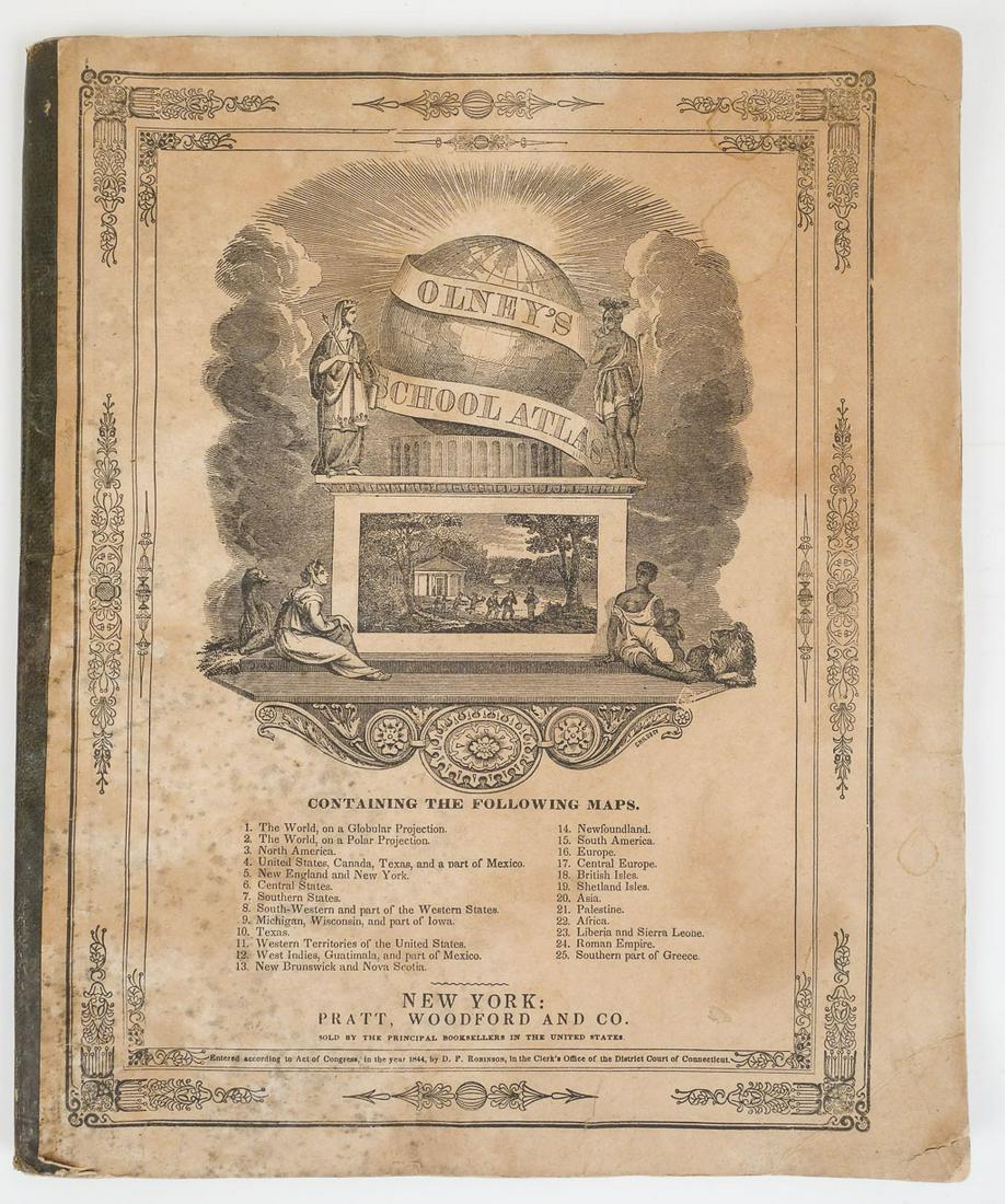 Antique 1844 Hand Colored Olney's School Atlas Published by Pratt, Woodford, and Co. (1 of 16)