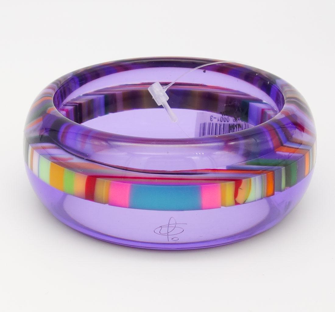Sobral Pop Art Purple Resin Rainbow Stripe Bangle Bracelet (1 of 3)
