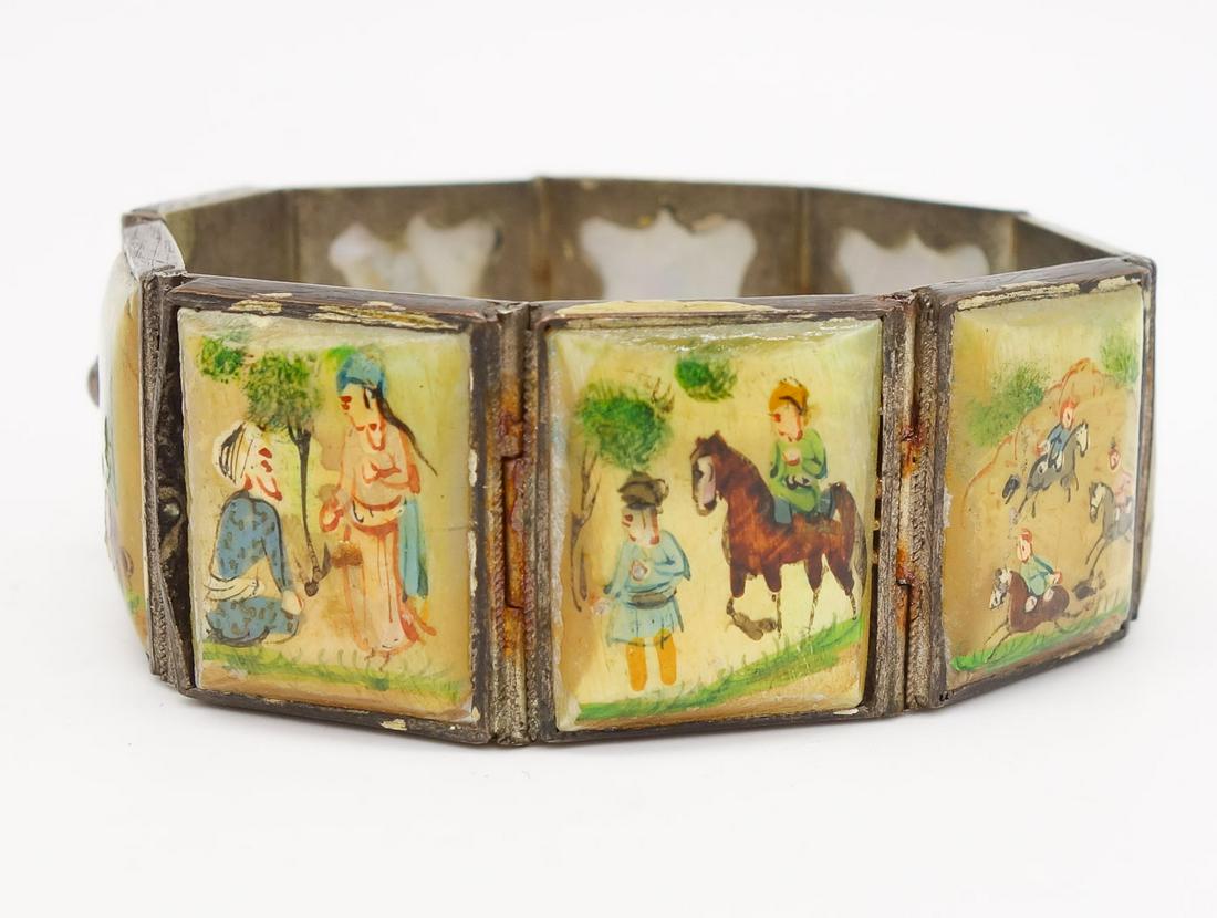 Antique Chinese Mother of Pearl Hand Painted Panel Bracelet (1 of 7)