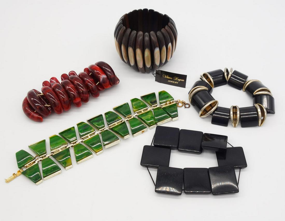 Vintage Lot 5 Bracelets incl Bakelite, Lucite and MOP Victoria Hoyman (1 of 3)